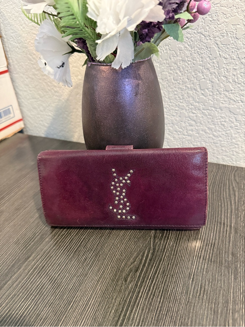 YSL Eggplant and pearl wallet